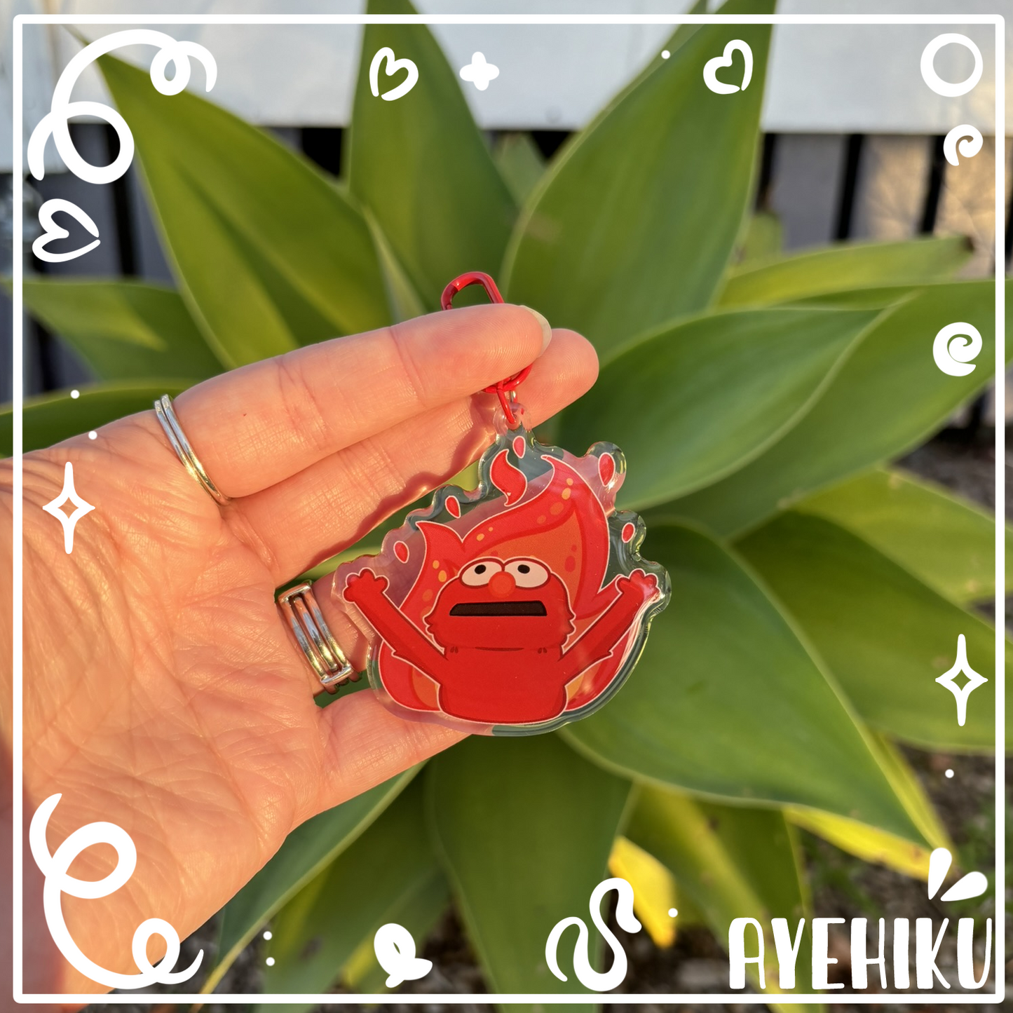 Fire Elmo Epoxy Keychain | Gloss | Kawaii | Anime