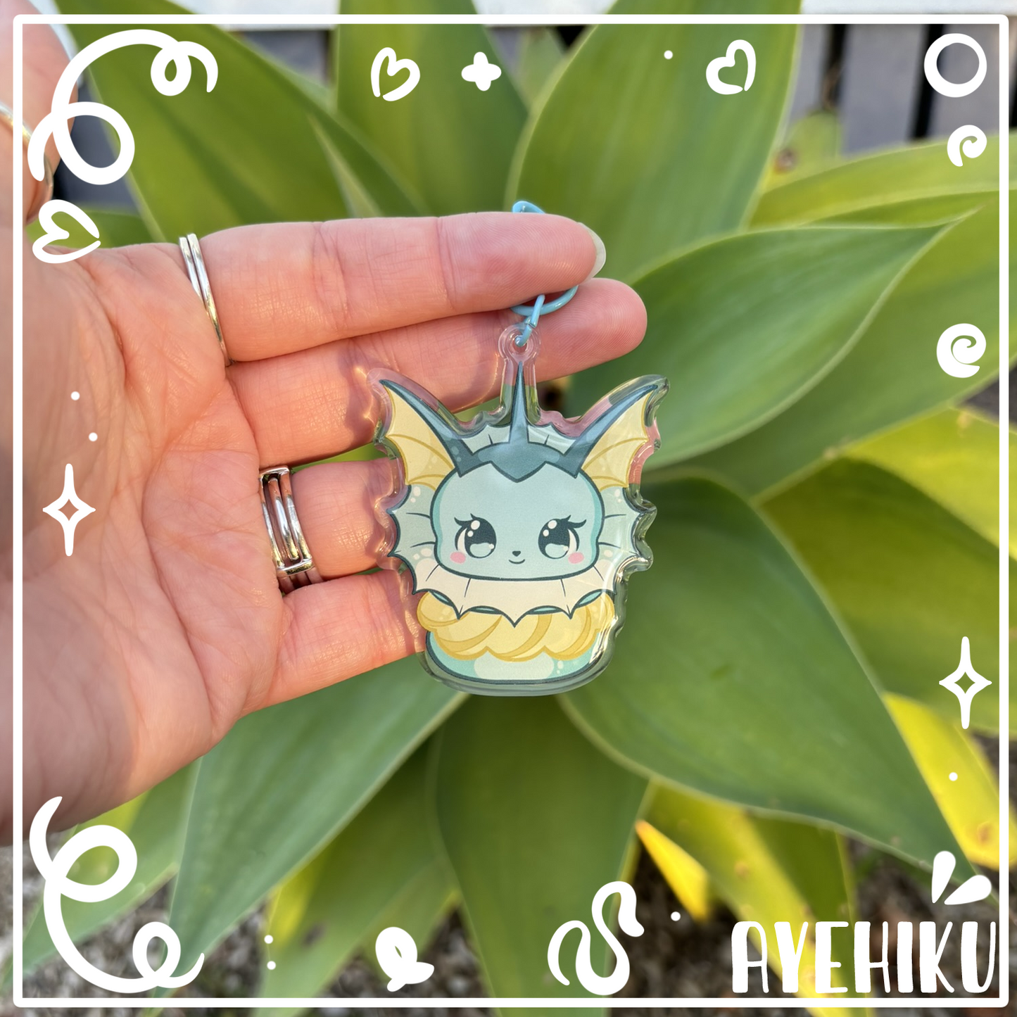 Vaporeon Macaroon Epoxy Keychain | Gloss | Kawaii | Anime