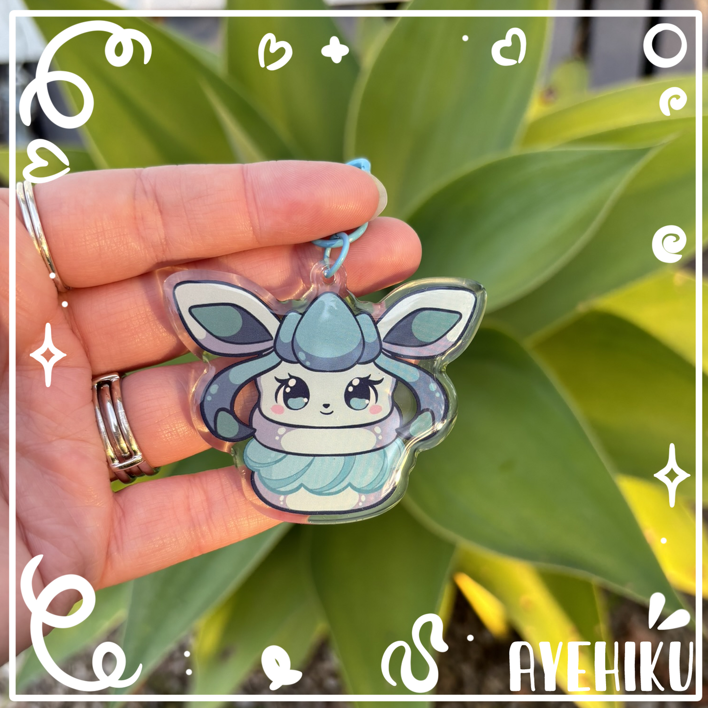 Glaceon Macaroon Epoxy Keychain | Gloss | Kawaii | Anime