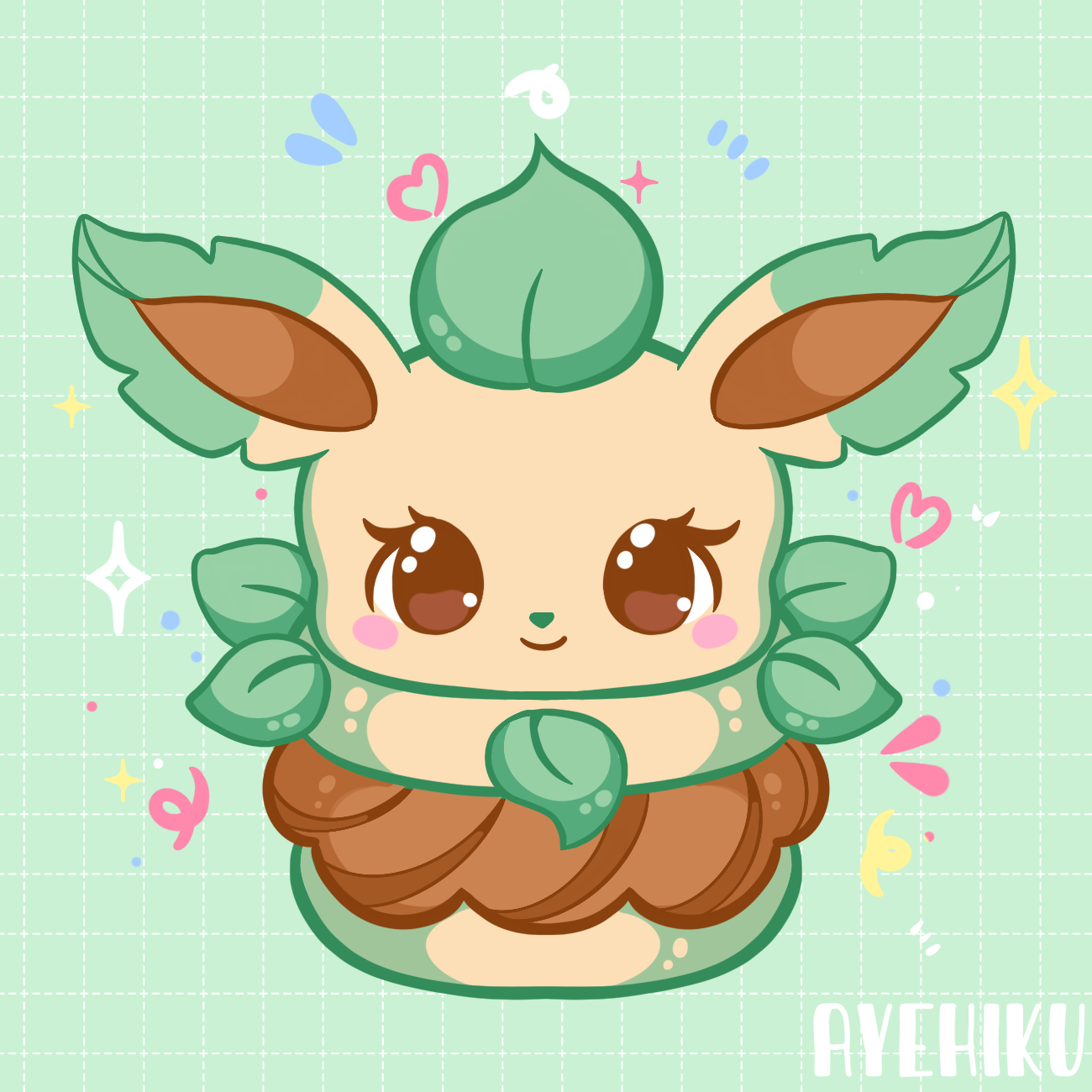 Leafeon Macaroon Epoxy Keychain | Gloss | Kawaii | Anime