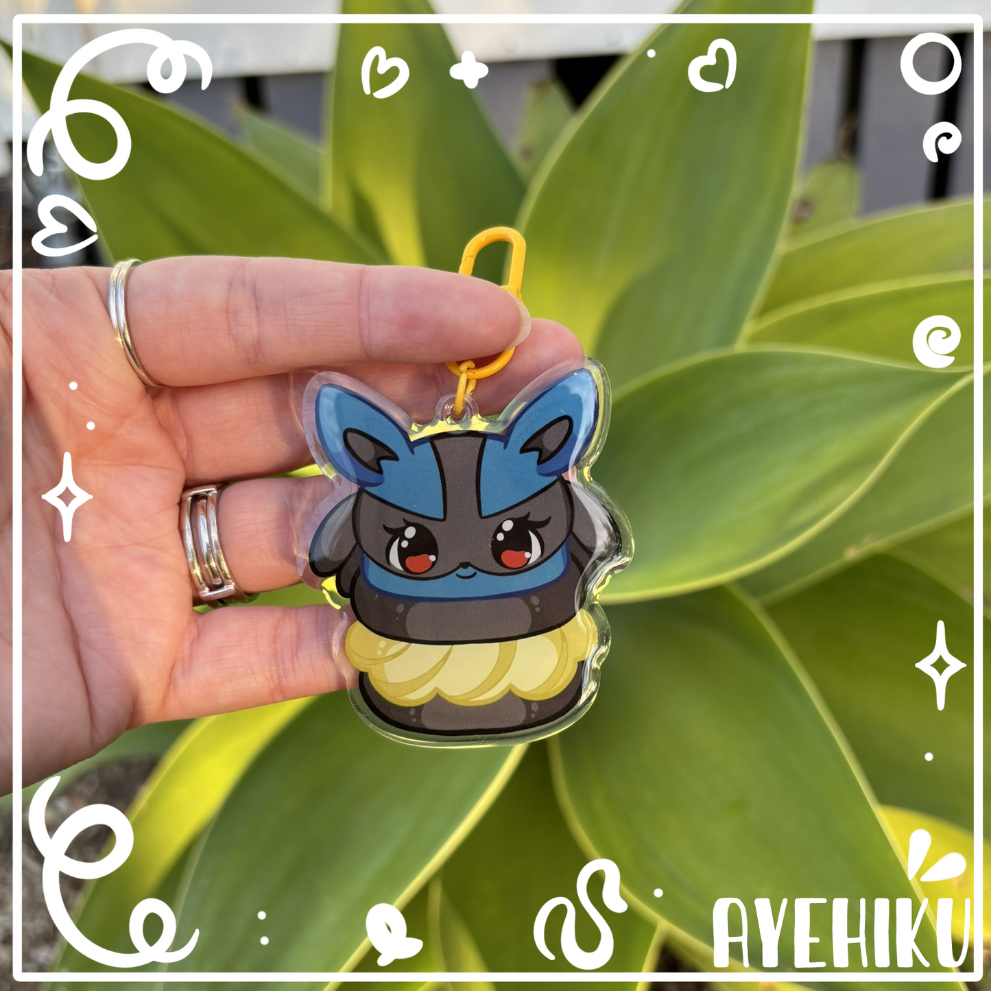 Lucario Macaroon Epoxy Keychain | Gloss | Kawaii | Anime