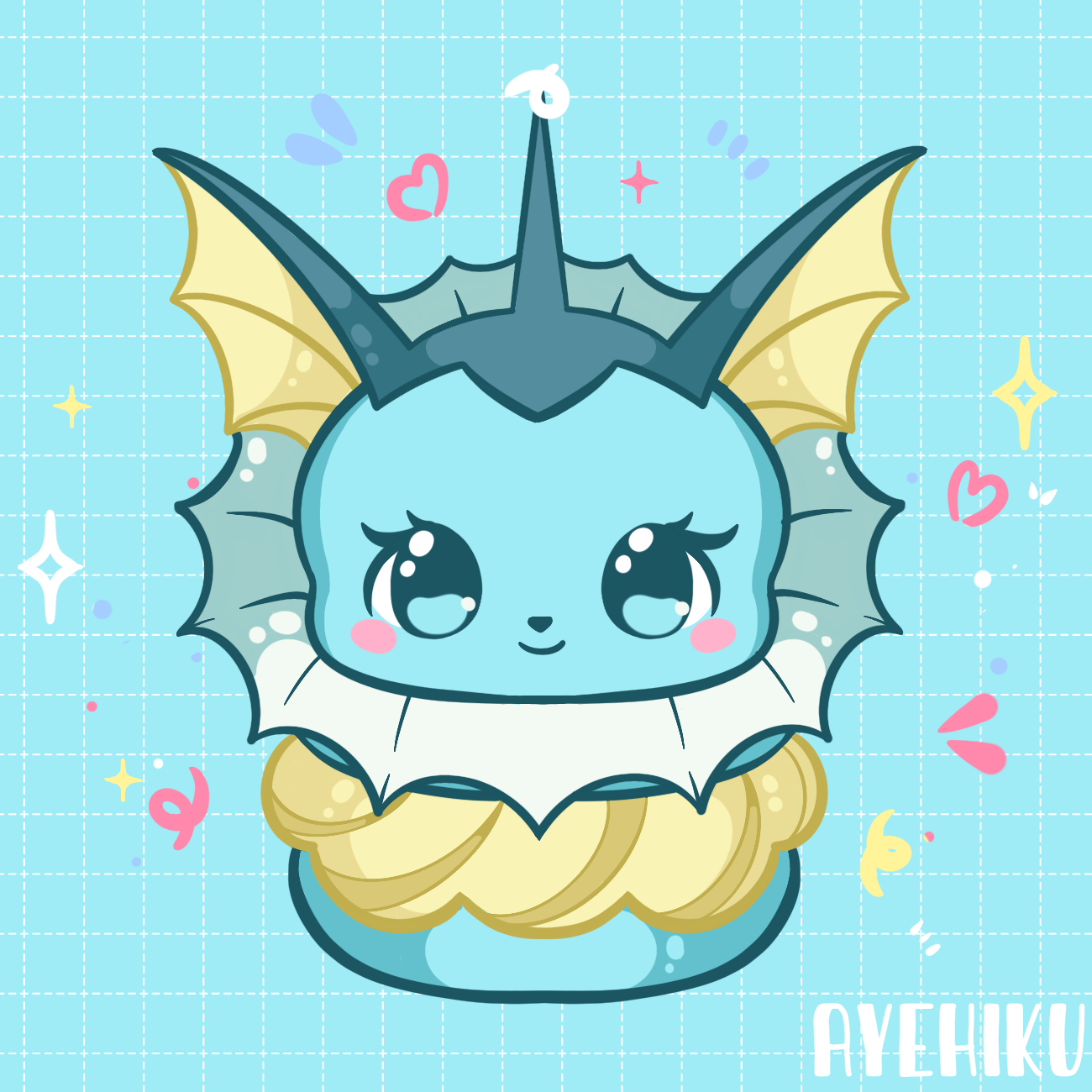 Vaporeon Macaroon Epoxy Keychain | Gloss | Kawaii | Anime