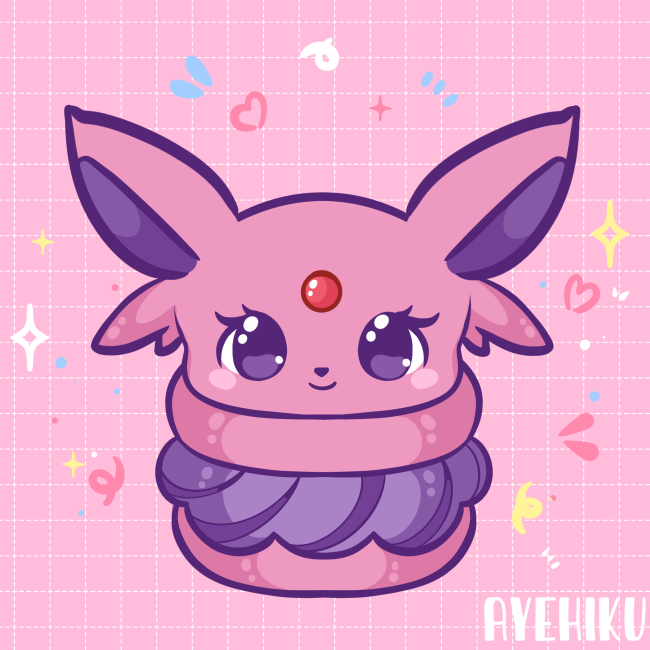 Espeon Macaroon Epoxy Keychain | Gloss | Kawaii | Anime