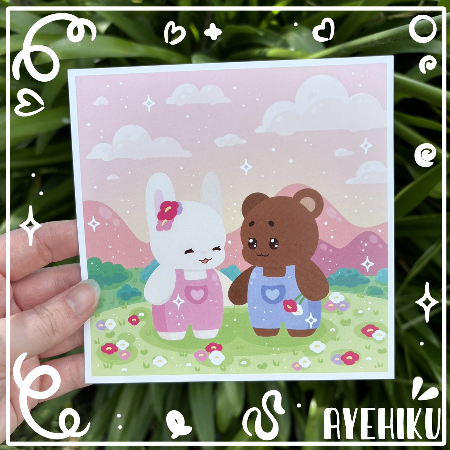 Bunny Bear Cute Print Poster | Matte | Chibi | Kawaii
