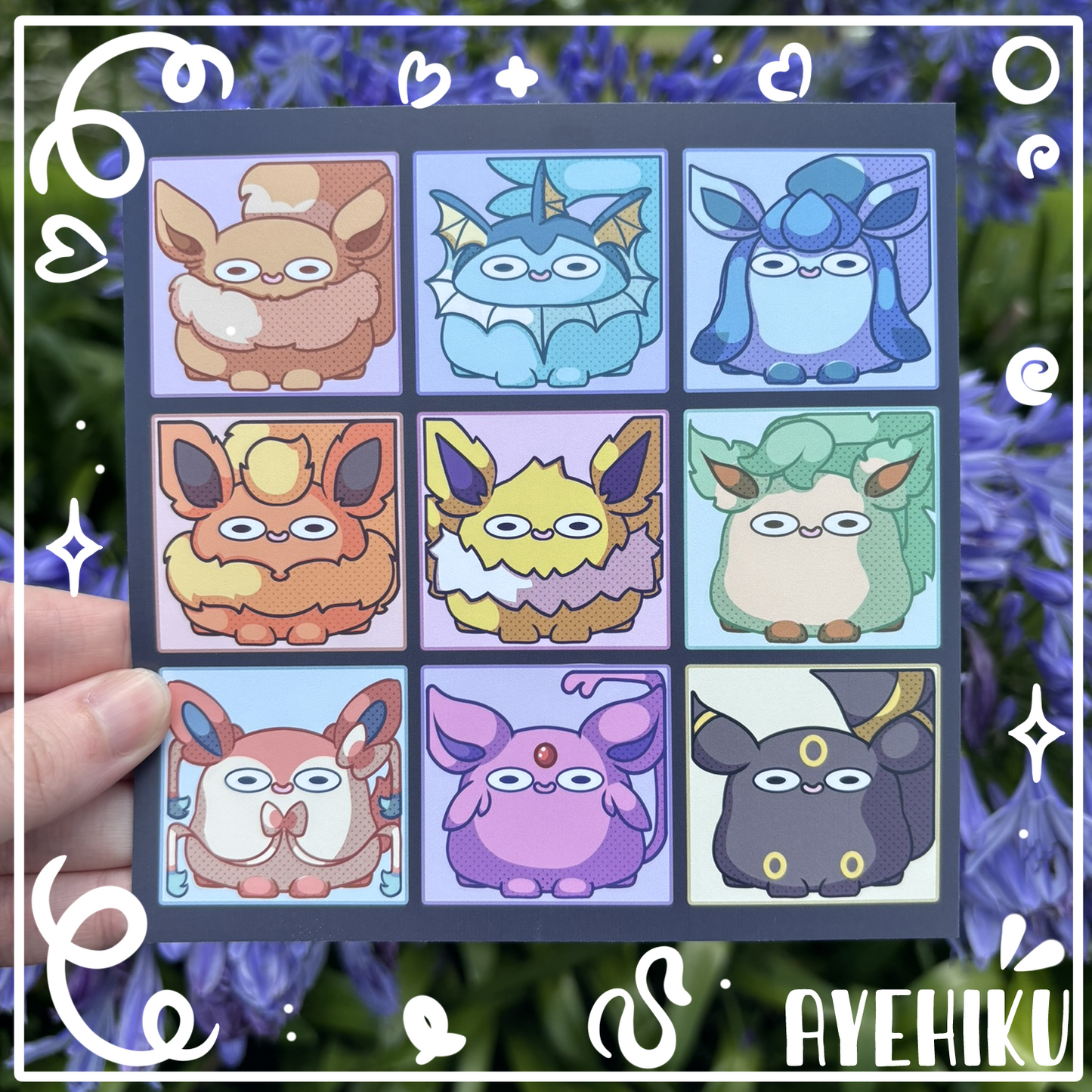 Derpy Eeveelutions Cute Print Poster | Matte | Chibi | Kawaii