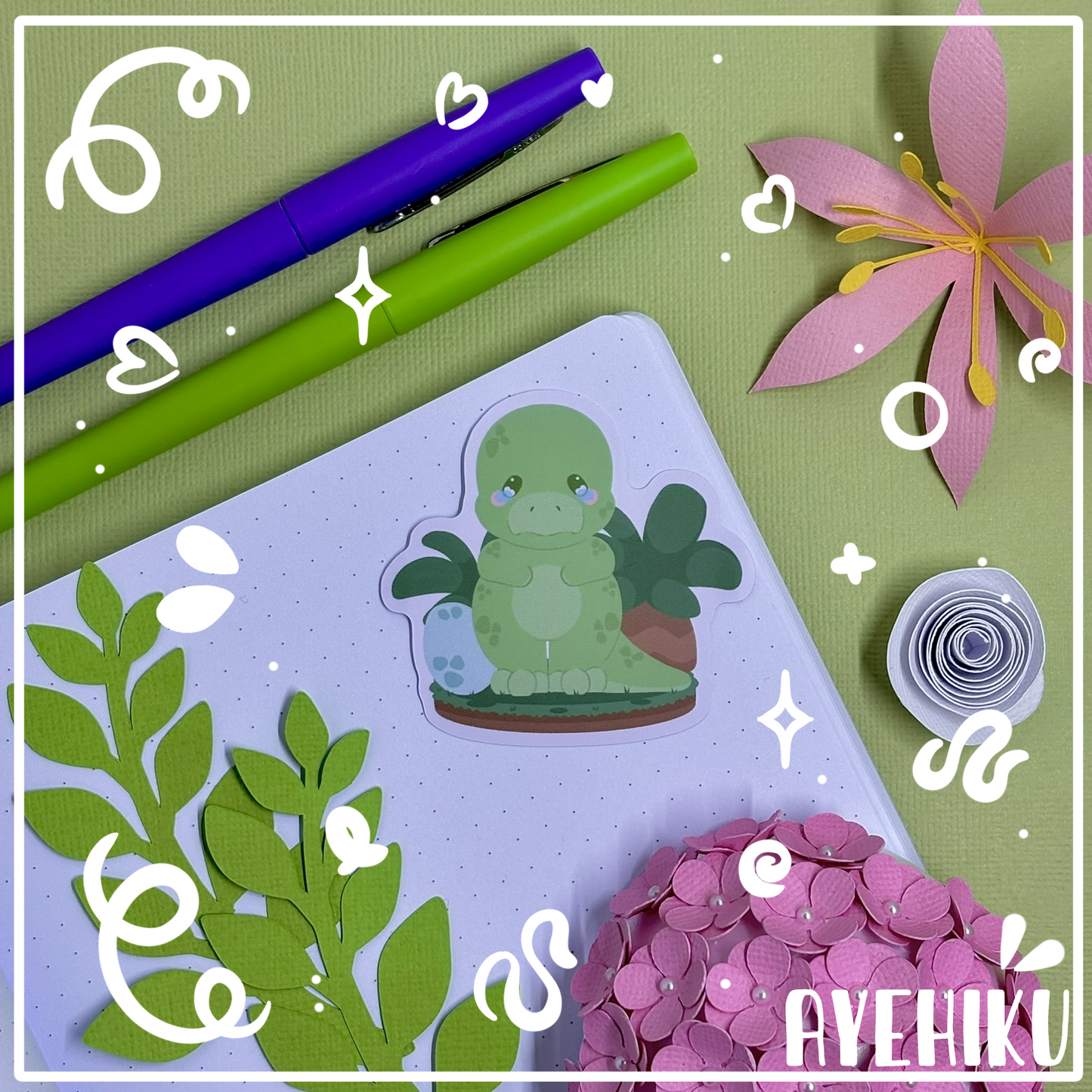 Dino Cute Vinyl Sticker | Matte | Chibi | Kawaii