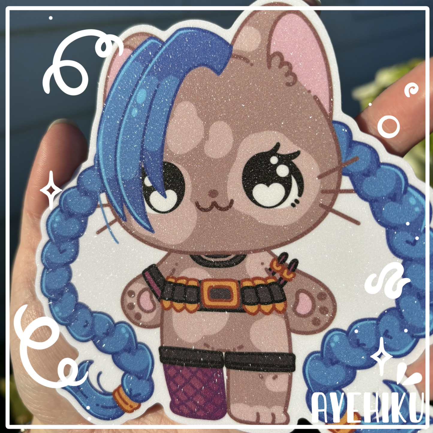 Jinx Cute 5 Inch Vinyl Glitter Sticker | Kitty | Kawaii | Anime