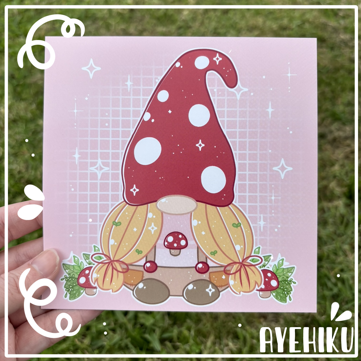 Mushroom Gnome Cute Print Poster | Matte | Chibi | Kawaii