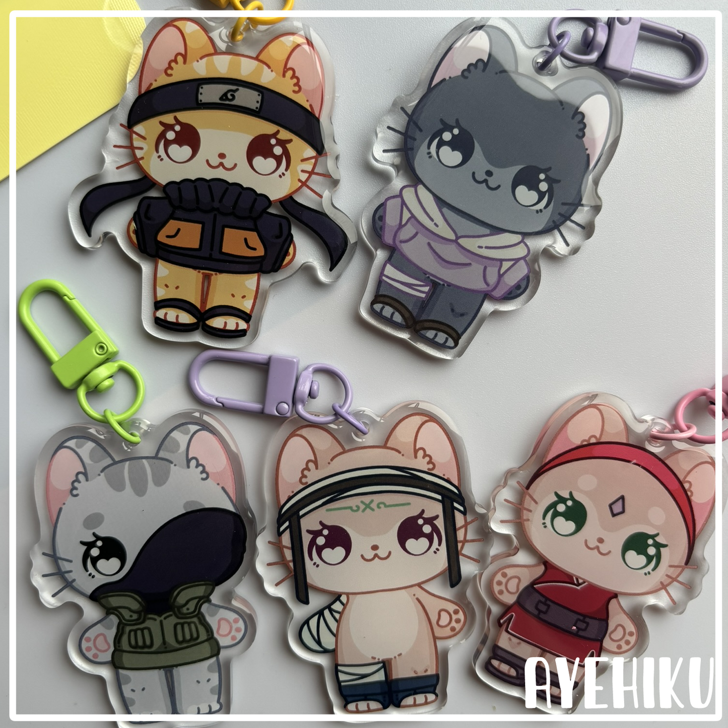 Kitty Ninja Blind Bag Epoxy Keychain & Sticker | Gloss | Kawaii | Anime | 2.5''