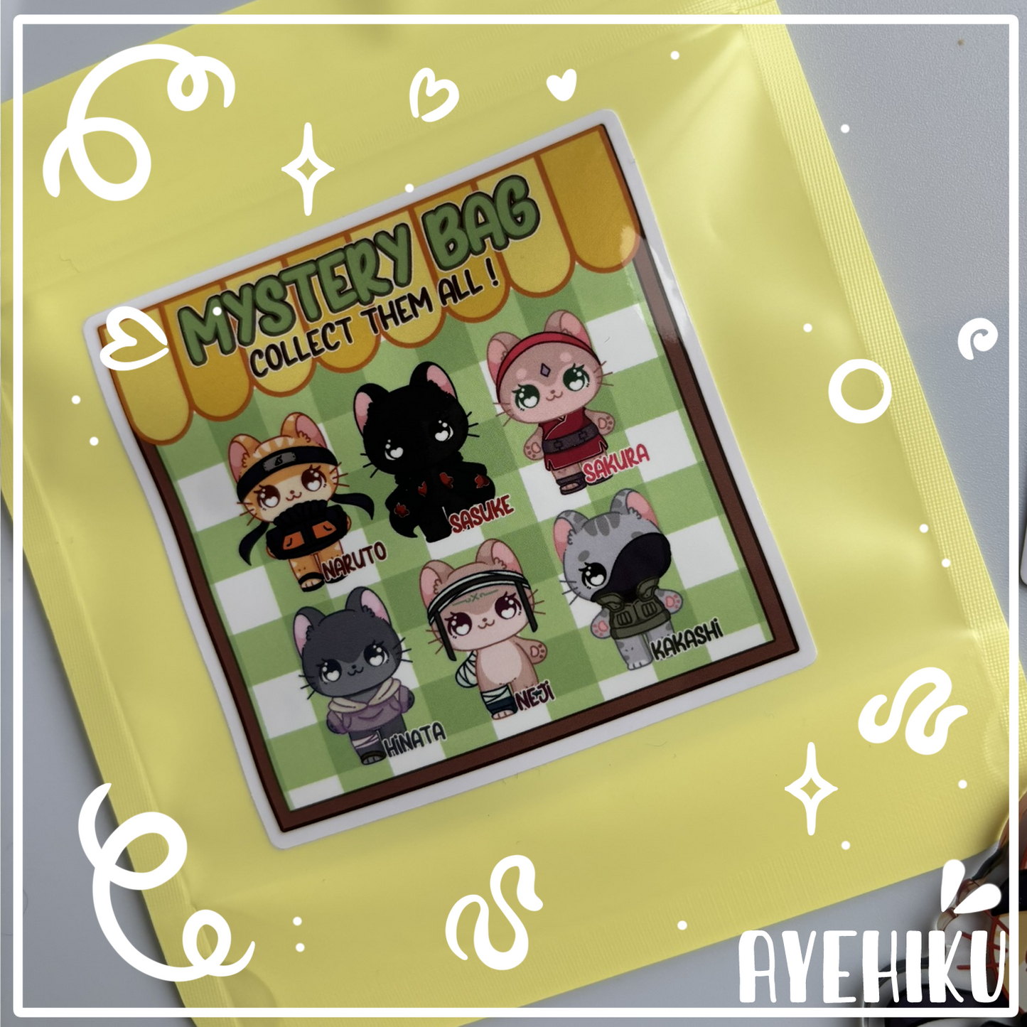 Kitty Ninja Blind Bag Epoxy Keychain & Sticker | Gloss | Kawaii | Anime | 2.5''
