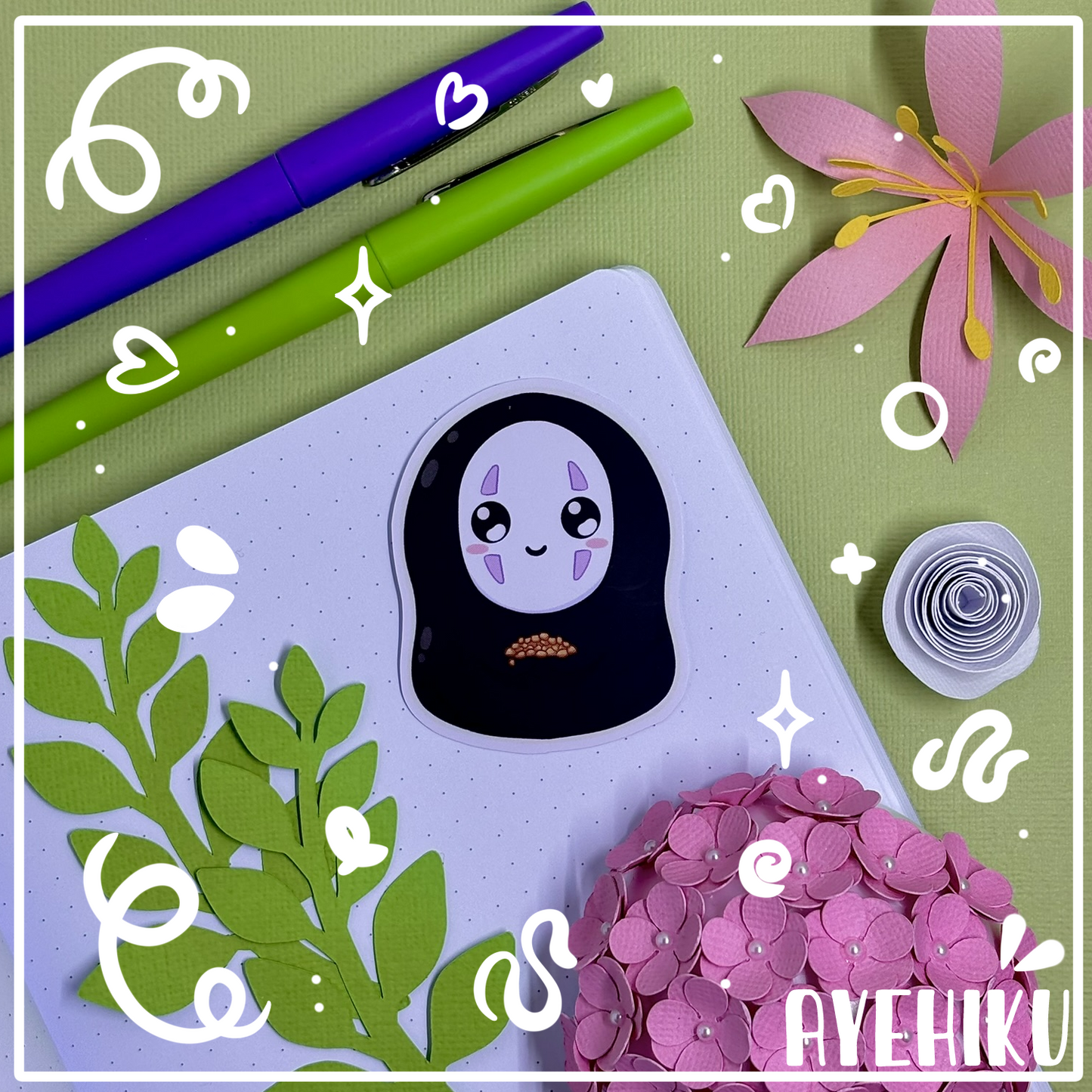 No Face Cute Vinyl Sticker | Matte | Chibi | Kawaii | Anime