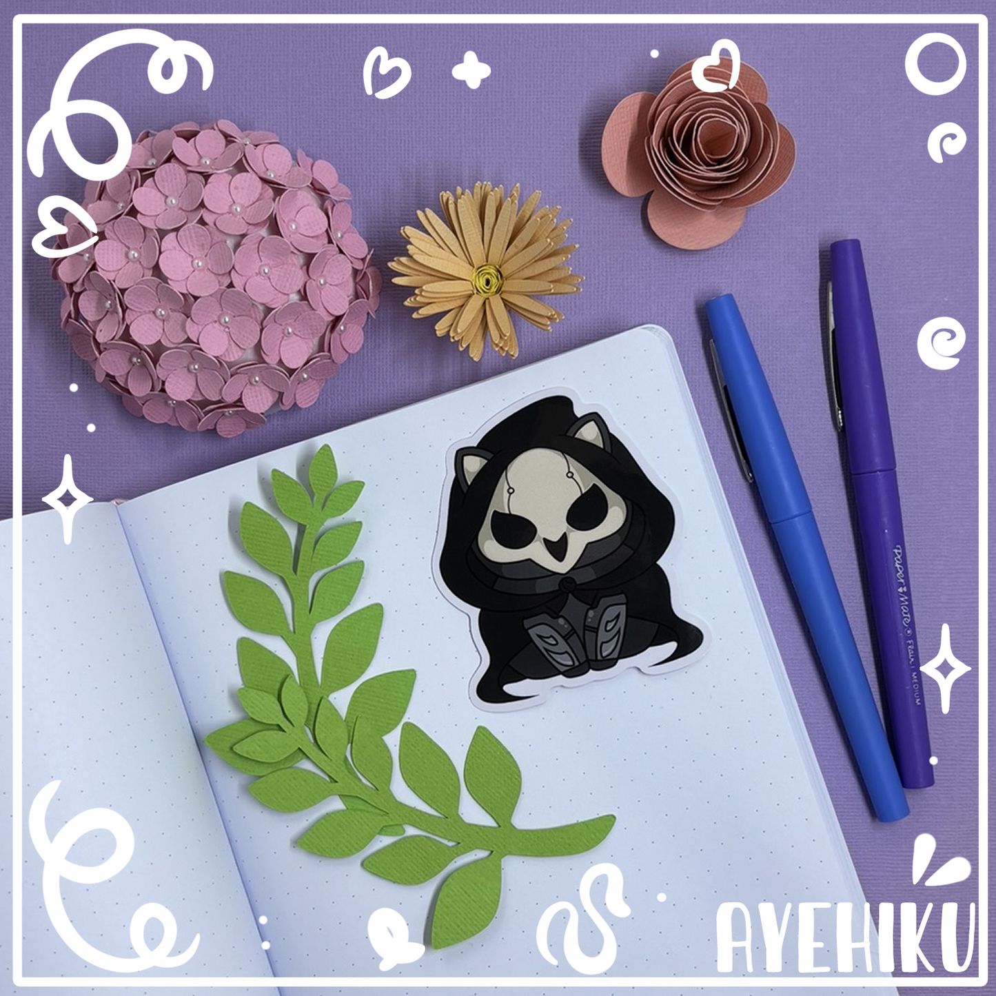 Reaper Cat Cute Vinyl Sticker | Gloss | Kitty | Kawaii | Anime