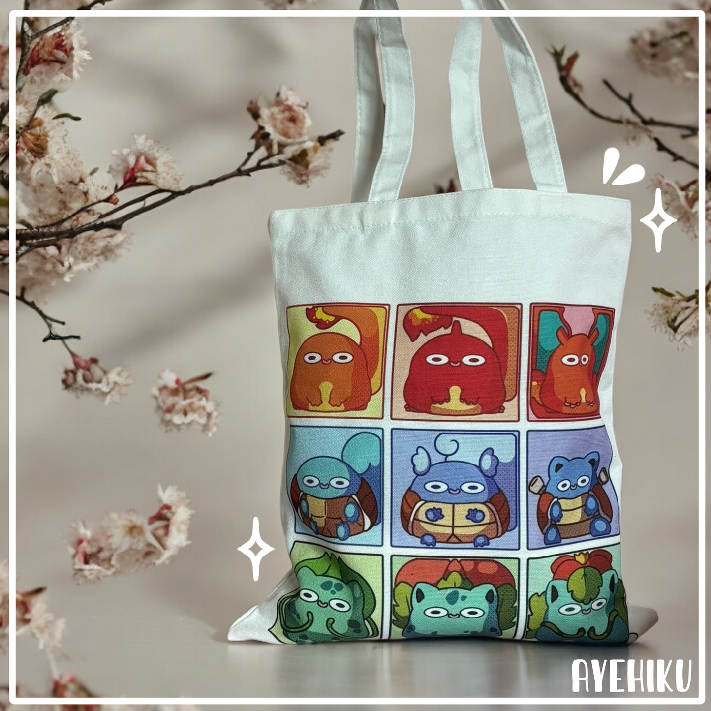 Derp Pokemon Canvas Tote Bag | Illustrated Cute Tote Bag | Anime | Kawaii |