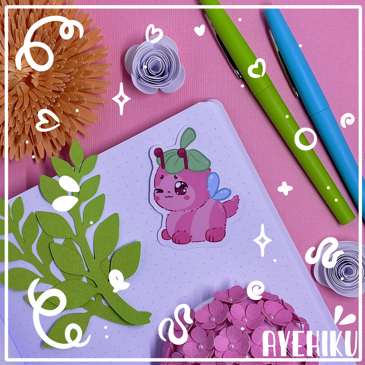 Straw Bee Cute Vinyl Sticker | Matte | Chibi | Kawaii | Anime