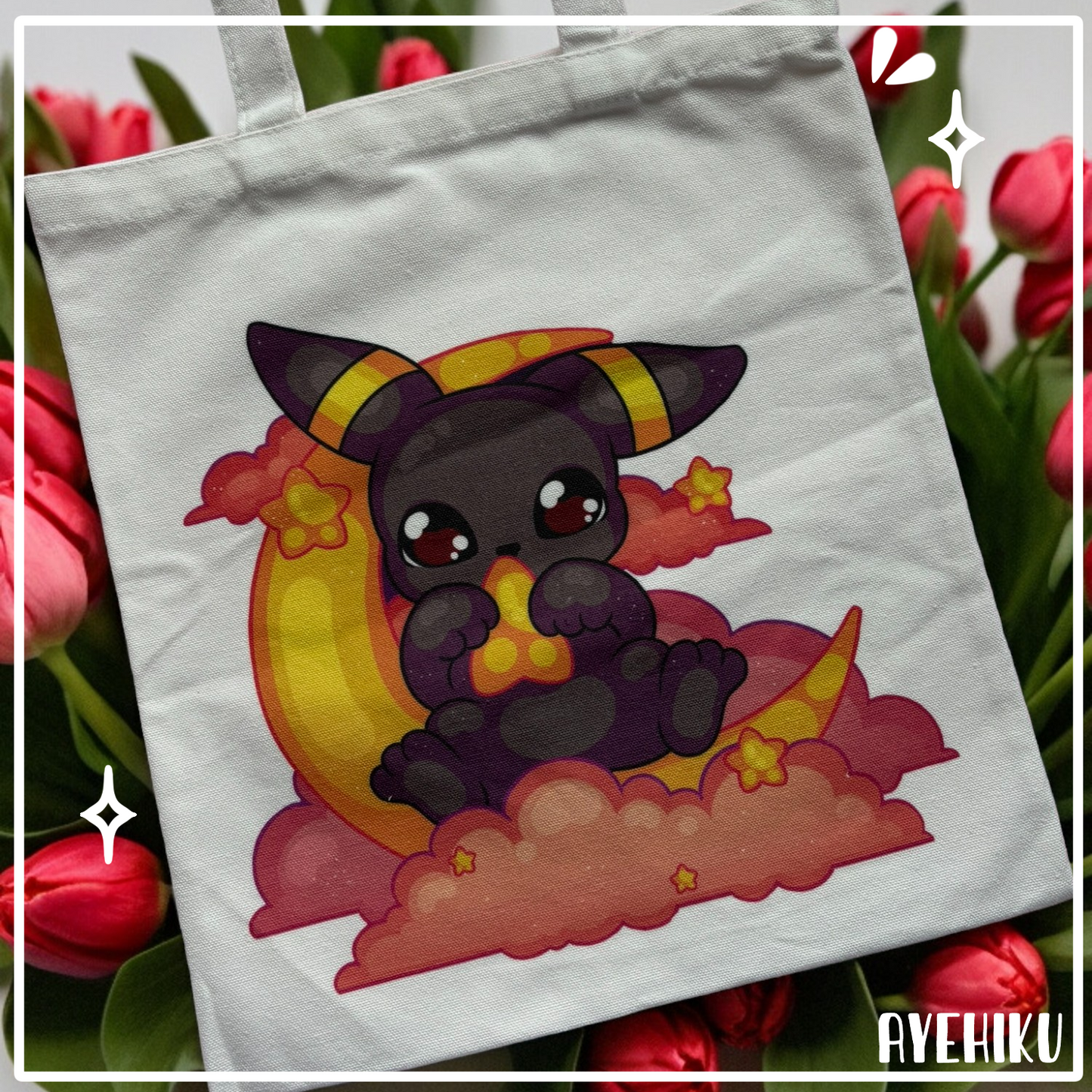 Umbreon Canvas Tote Bag | Illustrated Cute Tote Bag | Anime | Kawaii |