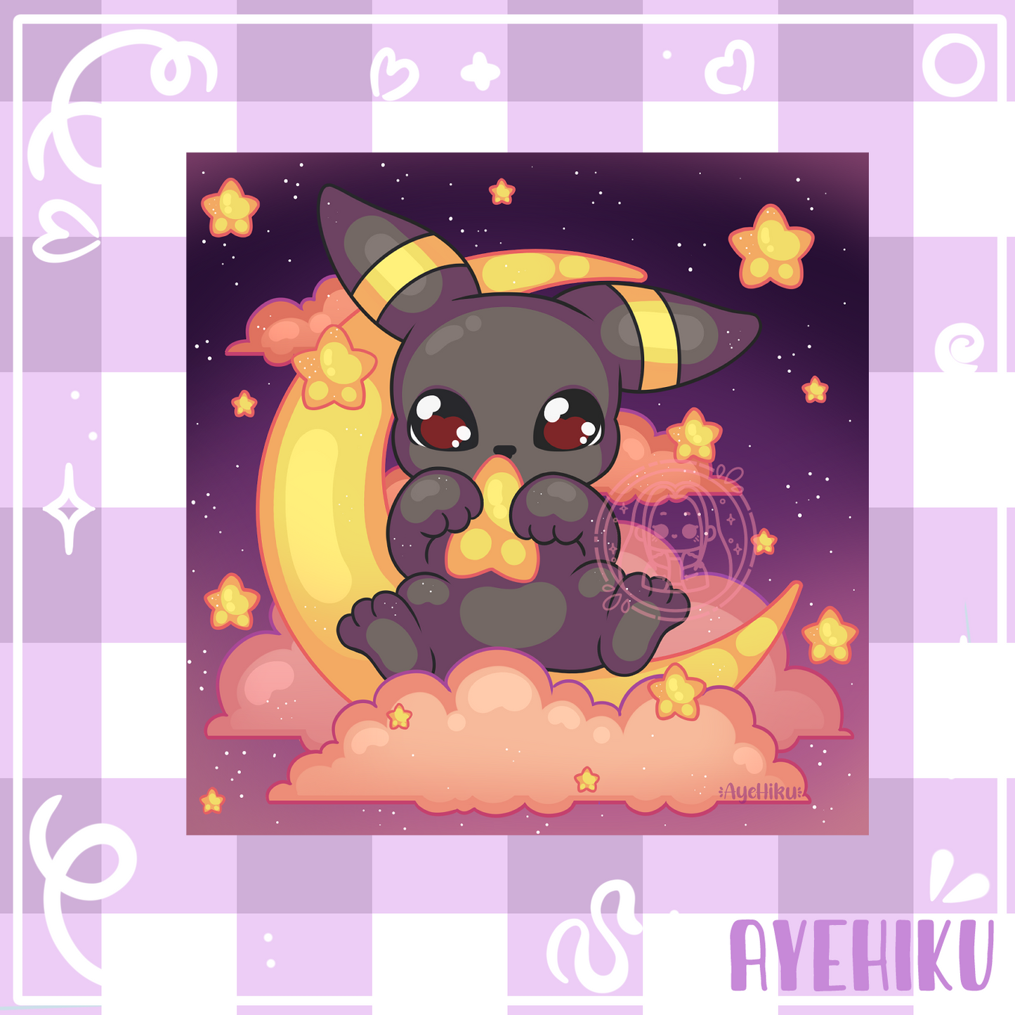 Umbreon Cute Print Poster | Matte | Chibi | Kawaii