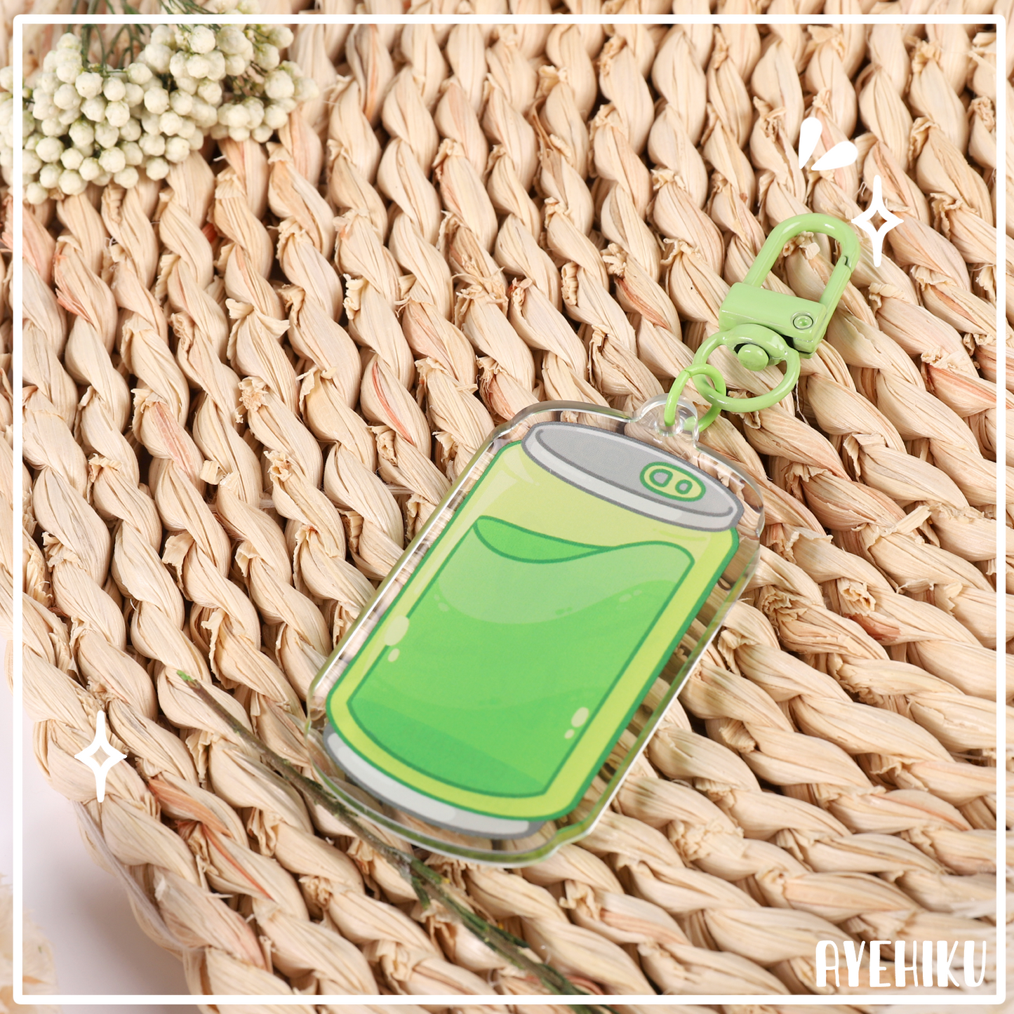 Green V Epoxy Keychain | Gloss | Kawaii | Double Sided