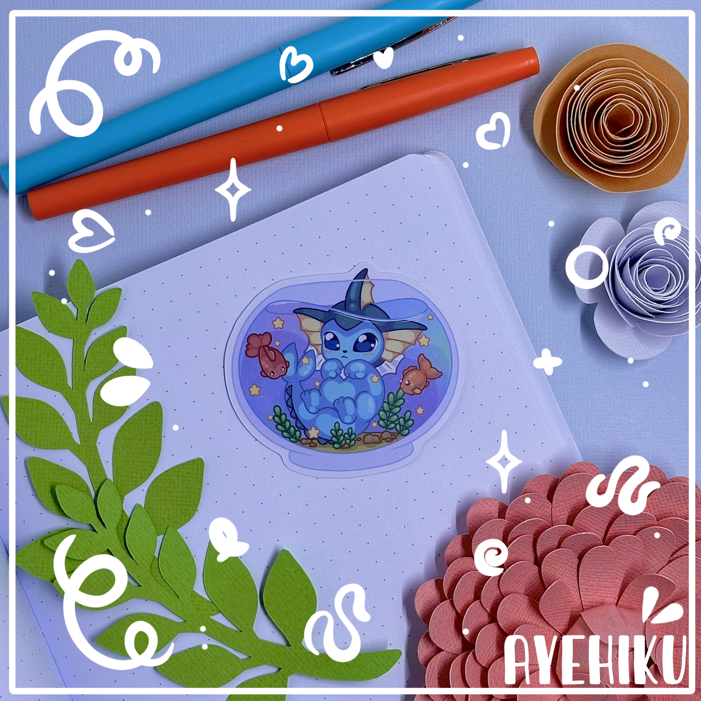 Vaporeon Cute Vinyl Sticker | Matte | Chibi | Kawaii | Anime