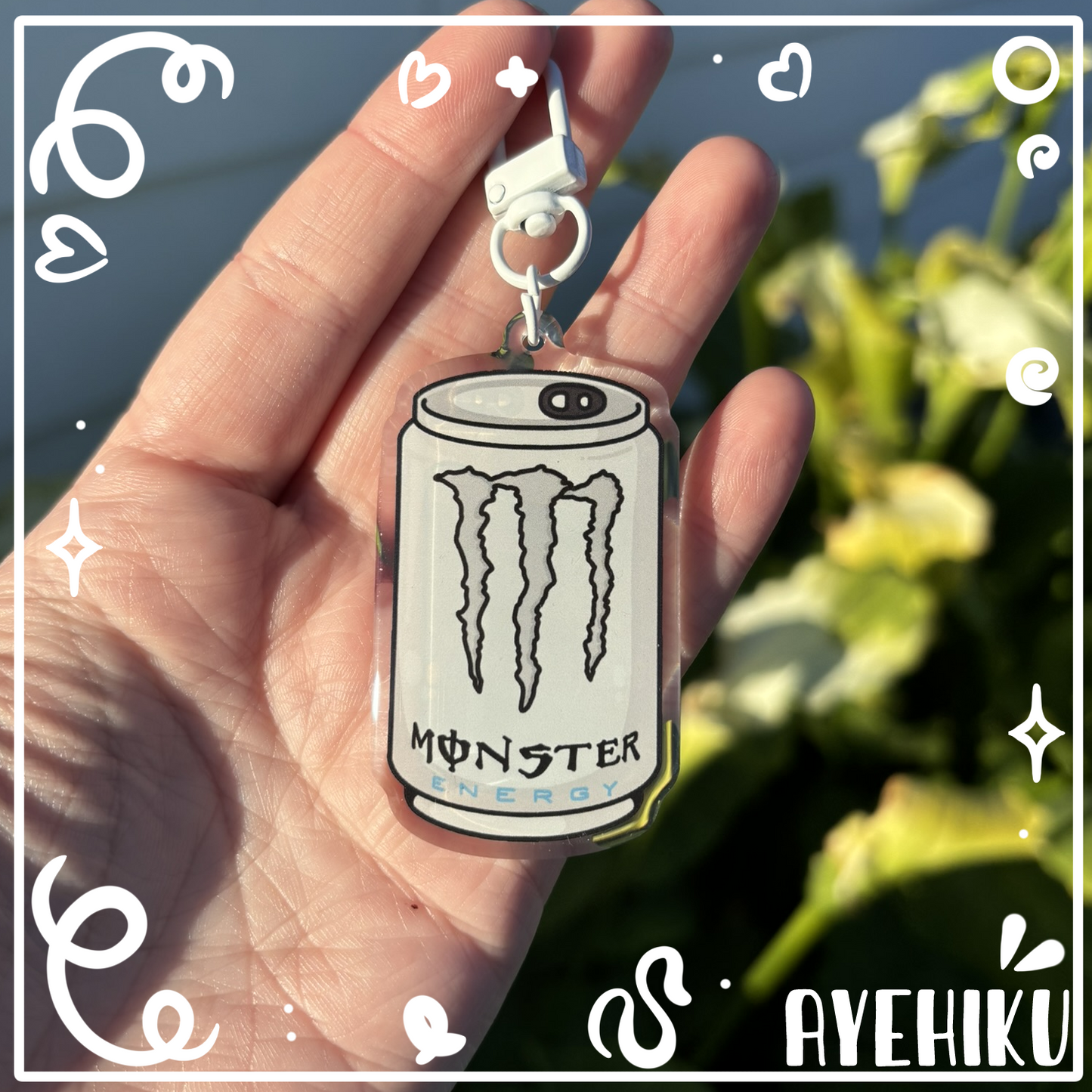 White Monster Epoxy Keychain | Gloss | Kawaii | Double Sided