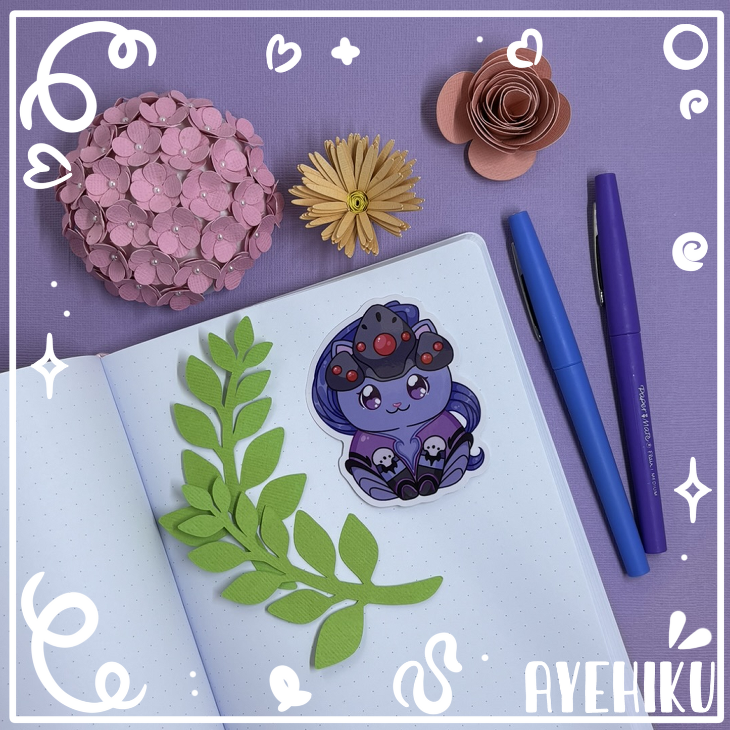 Widow Cat Cute Vinyl Sticker | Gloss | Kitty | Kawaii | Anime