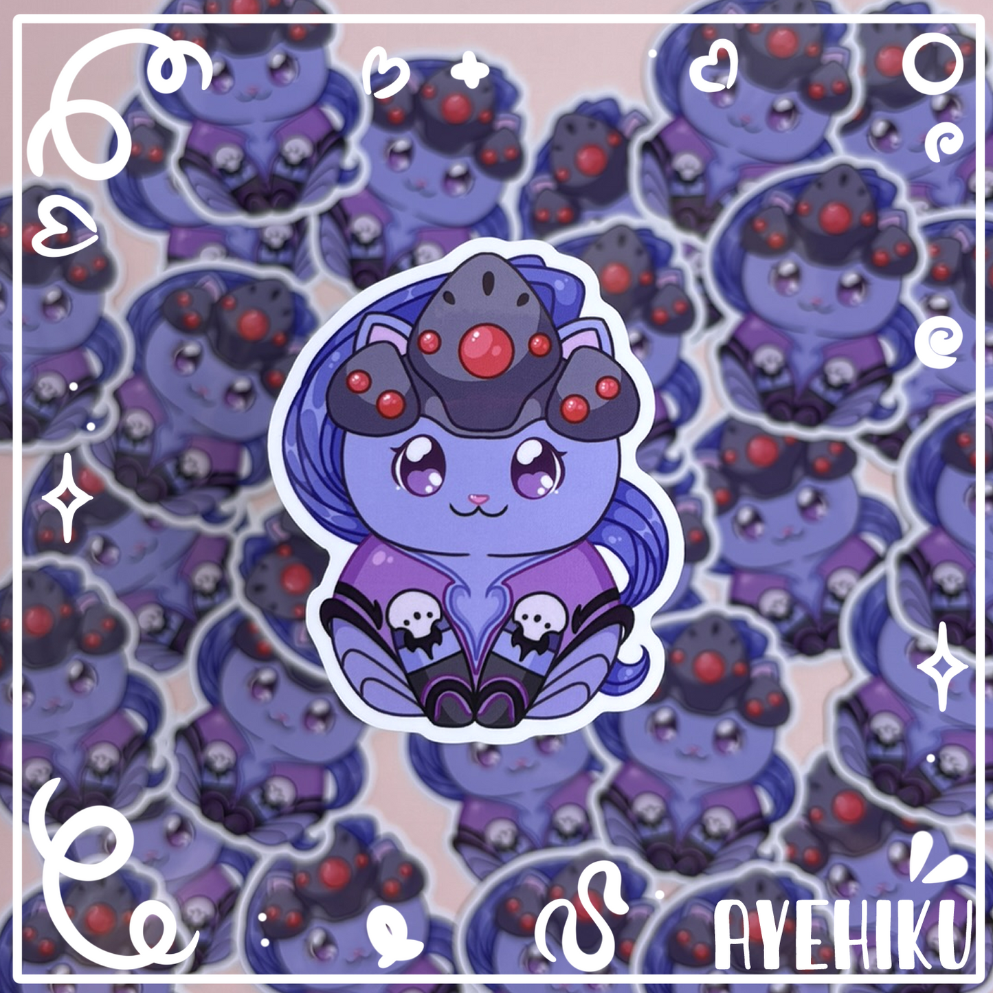 Widow Cat Cute Vinyl Sticker | Gloss | Kitty | Kawaii | Anime