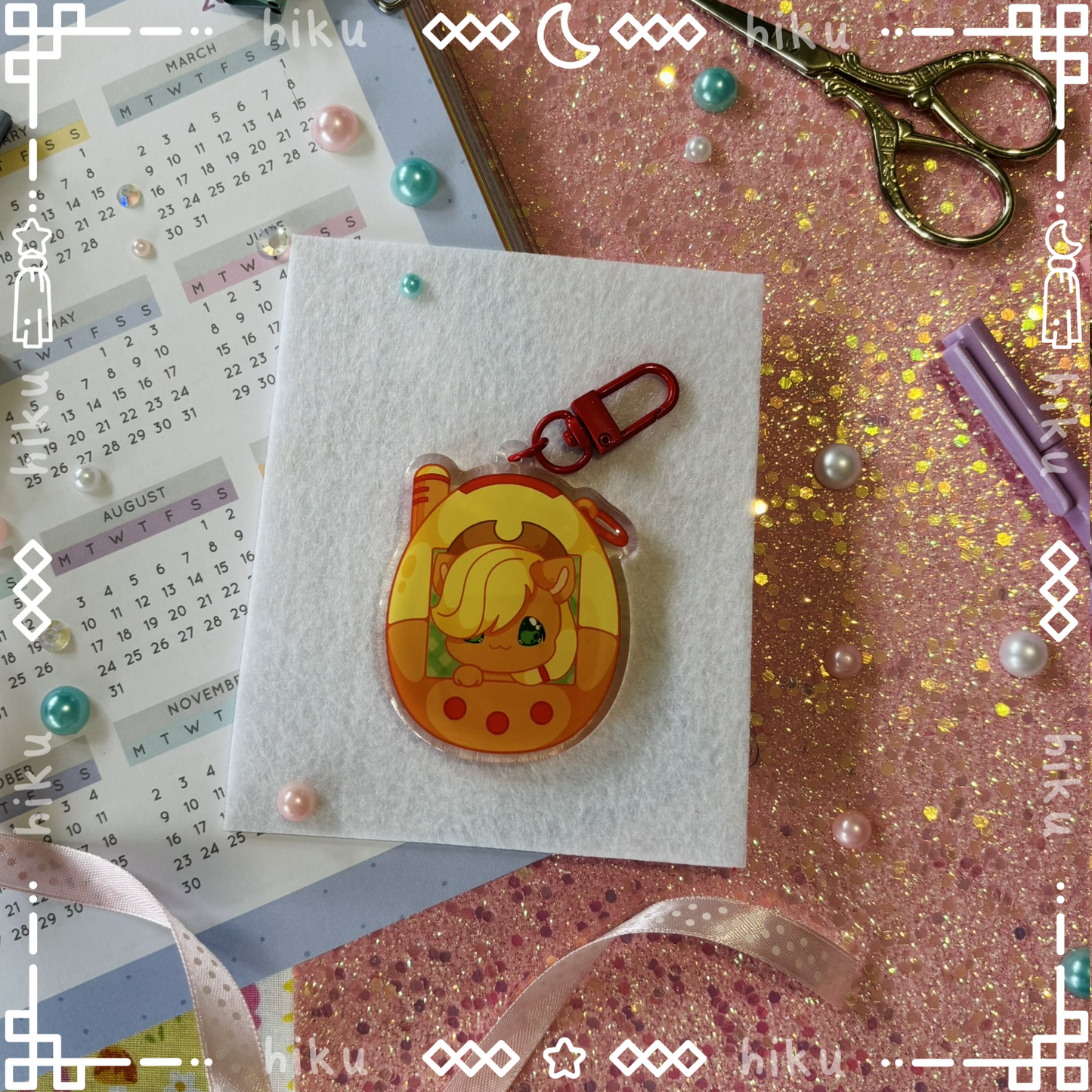 AppleJack Epoxy Keychain | Gloss | Kawaii | Tamagotchi