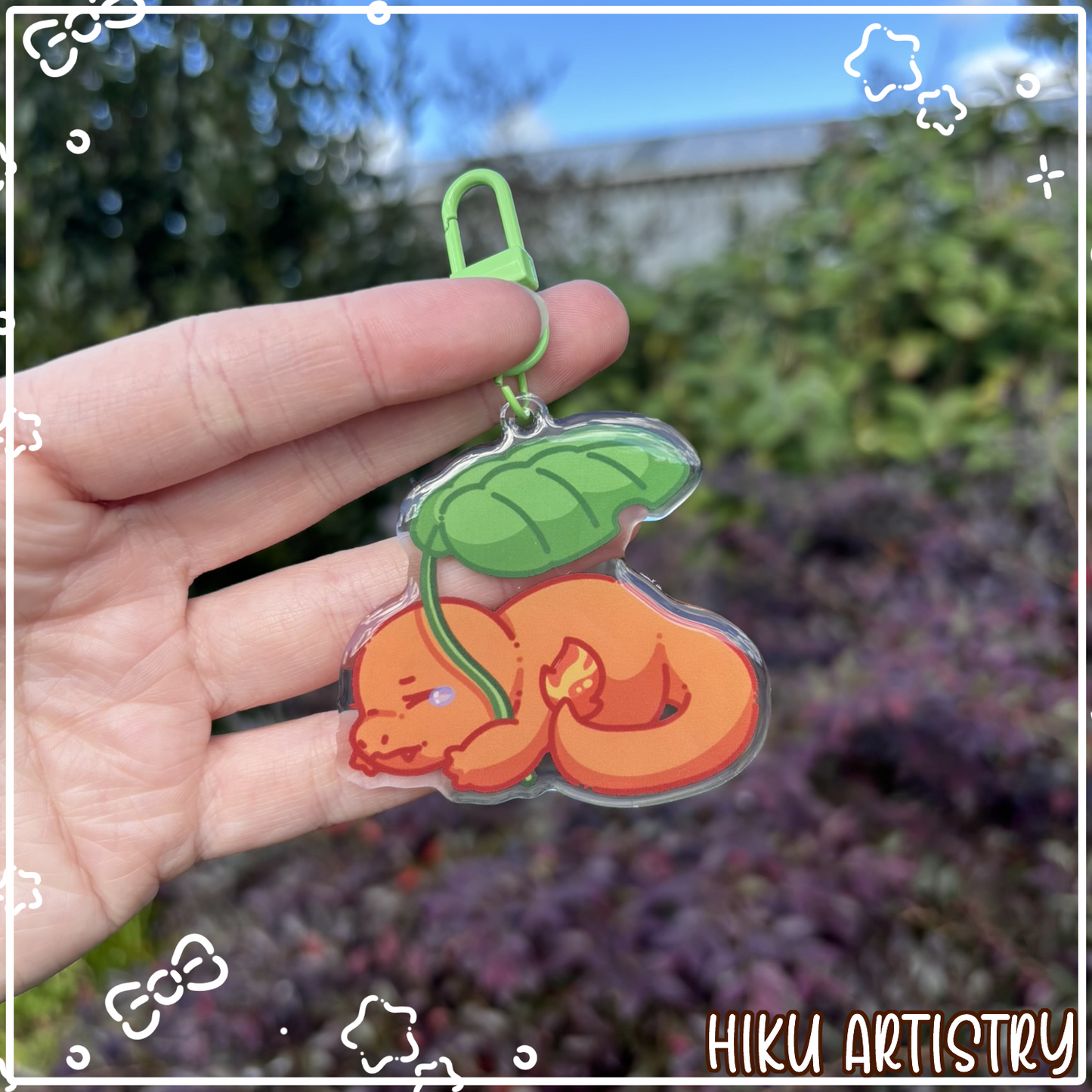Charmander Leaf Keychain | Gloss | Kawaii | Anime | Poke