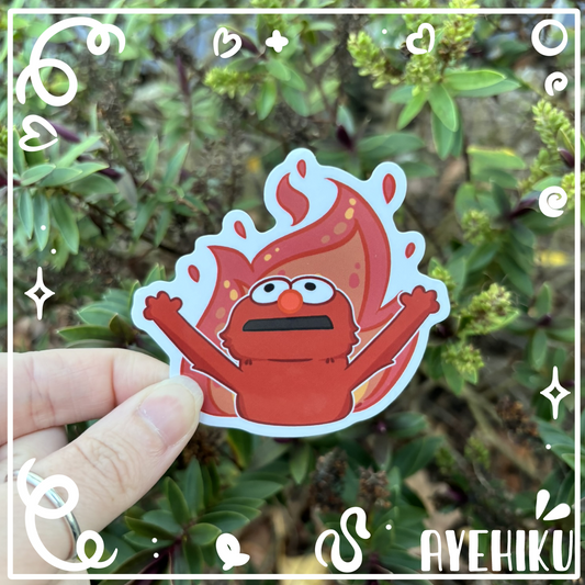 Elmo Fire Cute Vinyl Sticker | Gloss | Kawaii | Anime