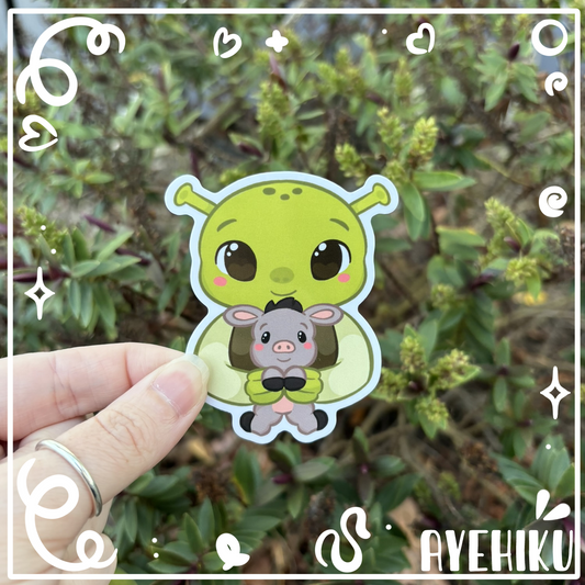 Shrek Donkey Cute Vinyl Sticker | Gloss | Kawaii | Anime