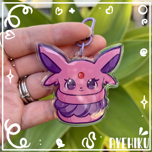 Espeon Macaroon Epoxy Keychain | Gloss | Kawaii | Anime