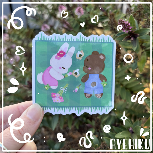 Bunny bear Picnic Cute Vinyl Sticker | Gloss | Kawaii |