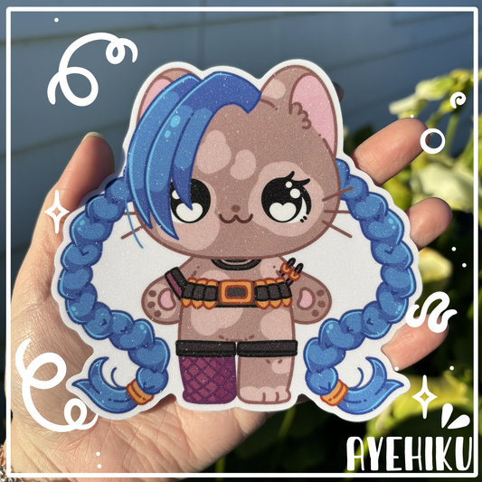 Jinx Cute 5 Inch Vinyl Glitter Sticker | Kitty | Kawaii | Anime