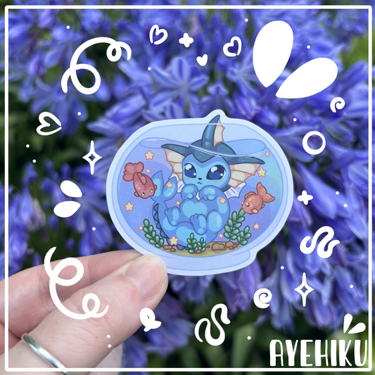 Vaporeon Cute Vinyl Sticker | Matte | Chibi | Kawaii | Anime