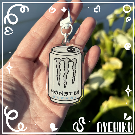White Monster Epoxy Keychain | Gloss | Kawaii | Double Sided