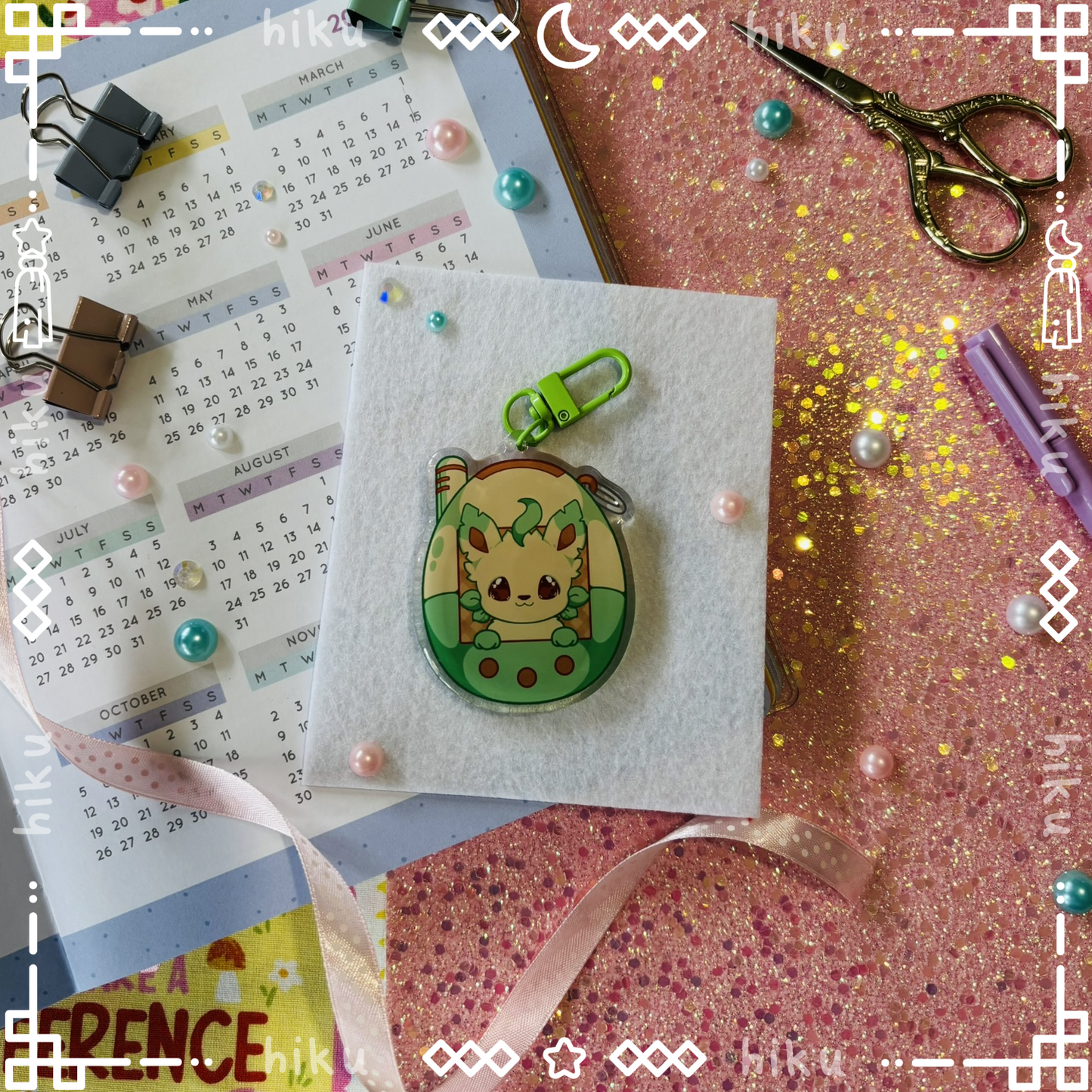 Leafeon Epoxy Keychain | Gloss | Kawaii | Tamagotchi