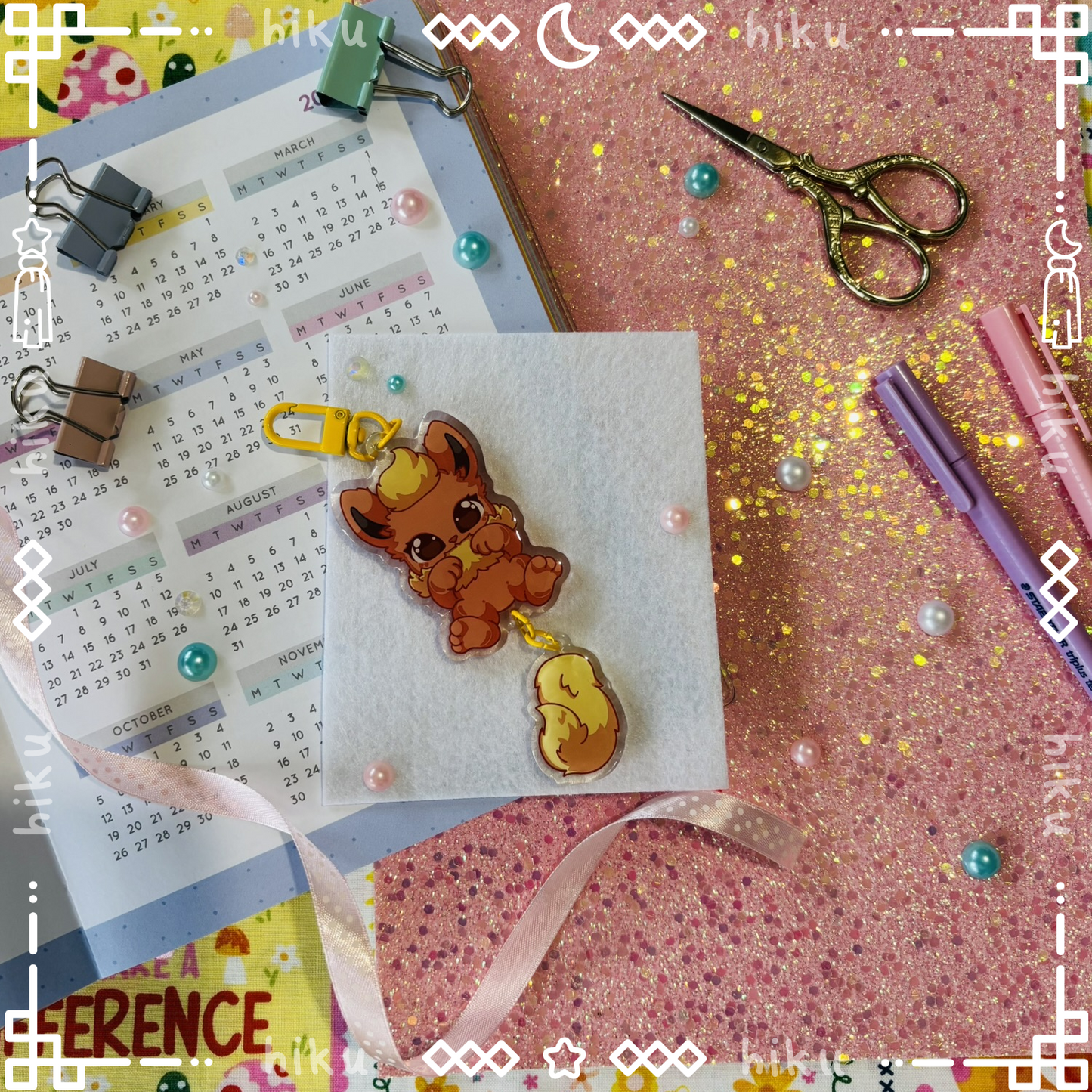 Flareon Epoxy Keychain | Gloss | Kawaii | Tamagotchi