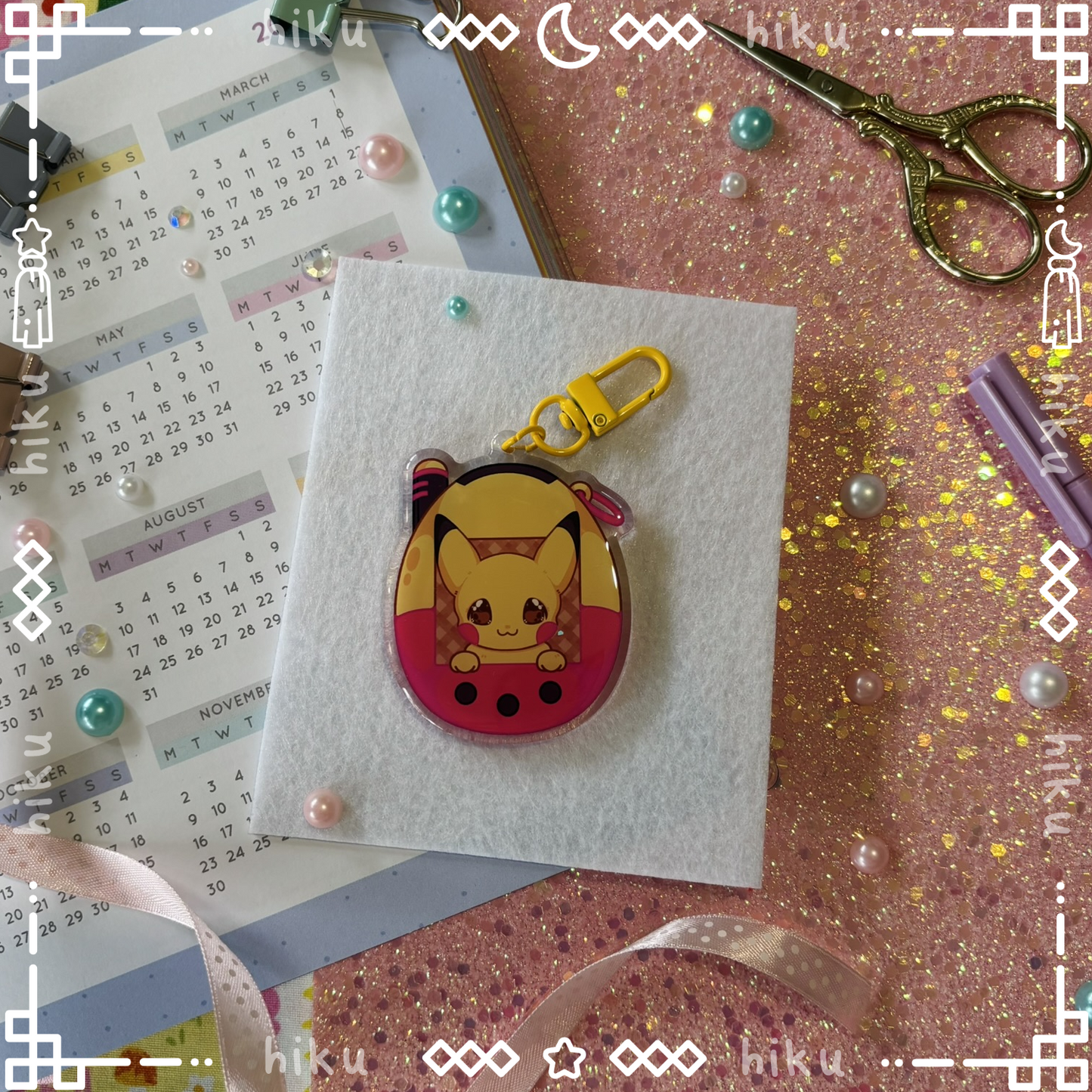 Pikachu Epoxy Keychain | Gloss | Kawaii | Tamagotchi