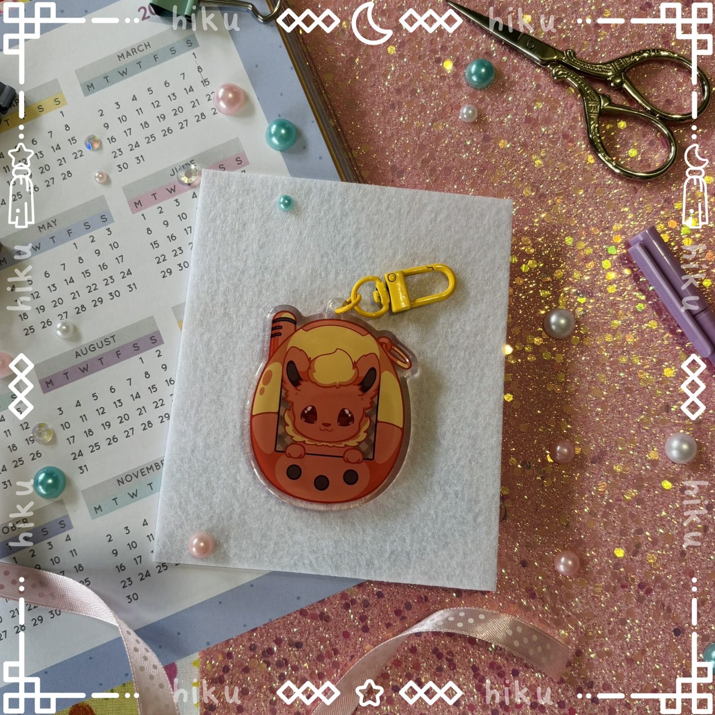 Flareon Epoxy Keychain | Gloss | Kawaii | Tamagotchi