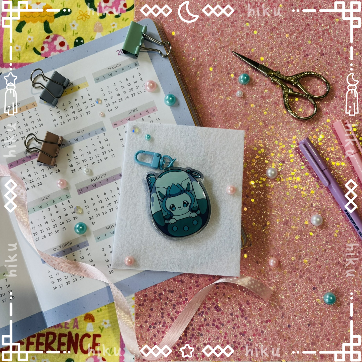 Glaceon Epoxy Keychain | Gloss | Kawaii | Tamagotchi