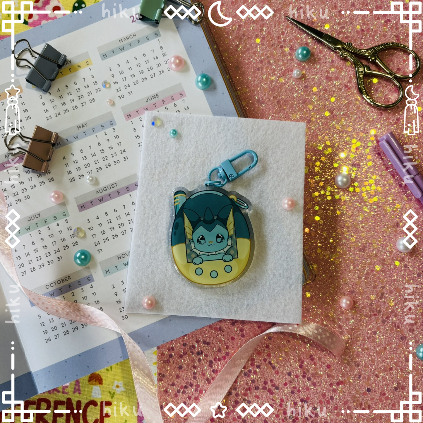 Vaporeon Epoxy Keychain | Gloss | Kawaii | Tamagotchi
