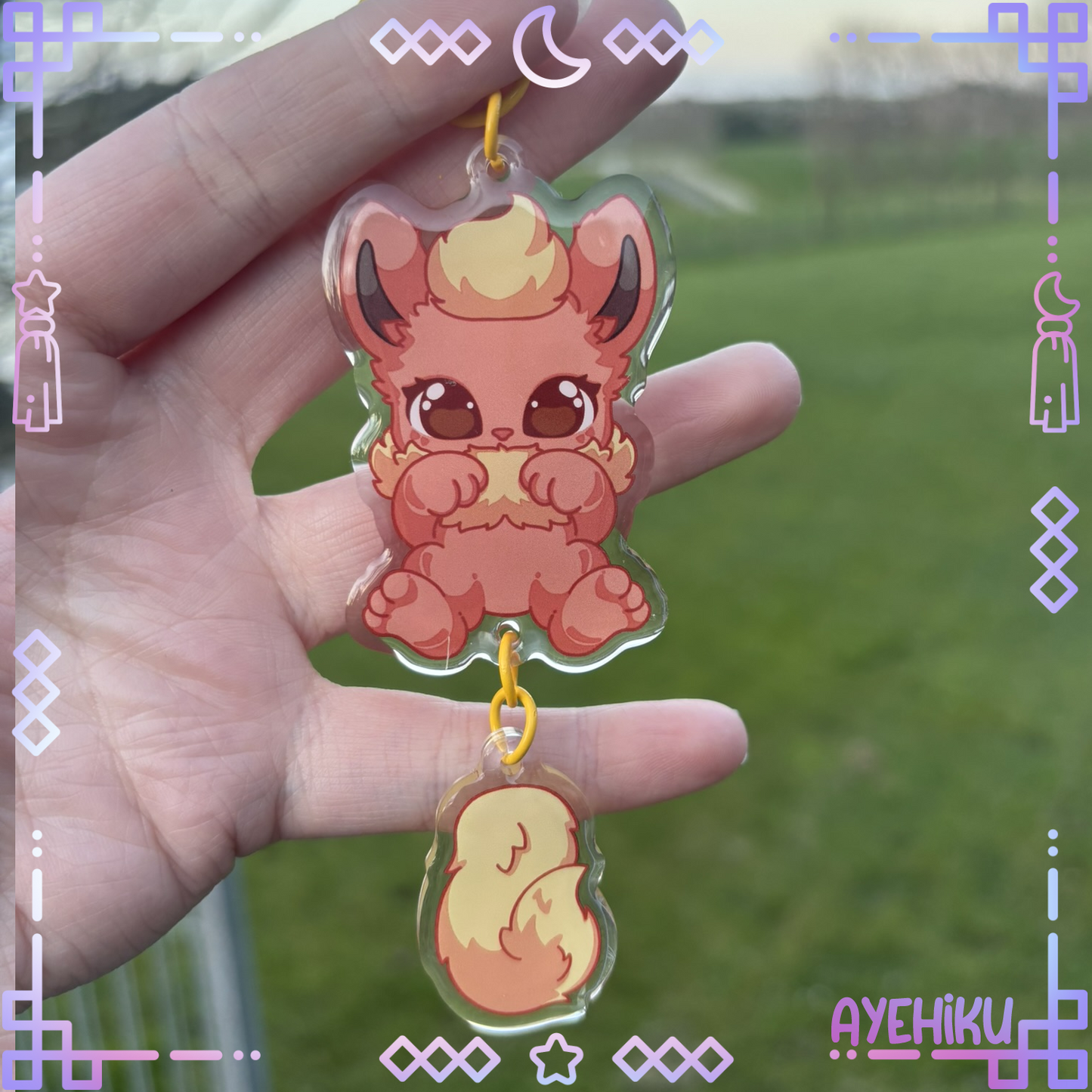 Flareon Dangle Epoxy Keychain | Gloss | Kawaii | Anime | Poke